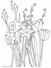 Spring flowers coloring pages to print