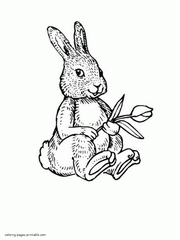 Bunny with a tulip coloring page for spring
