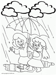 Weather coloring pages. Spring rain