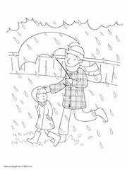 Weather coloring pages printable. Spring shower