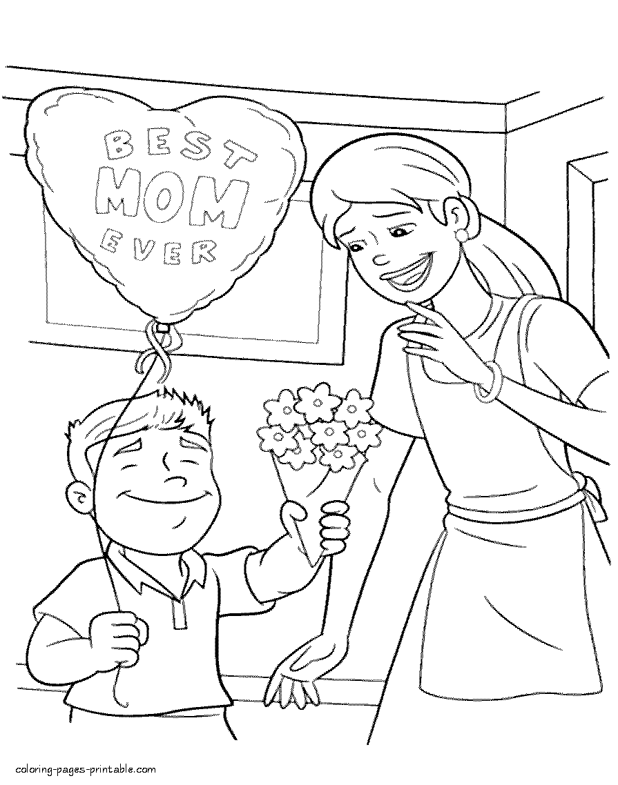 Spring holidays coloring pages. Mother's Day