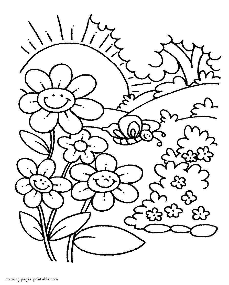 Spring Coloring Pages For Kids || Coloring-Pages-Printable.com