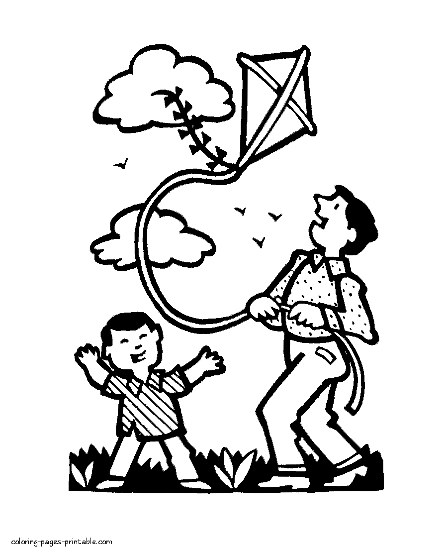 Spring outdoor activities coloring pages