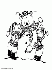 Free printable winter coloring pages. White Bears