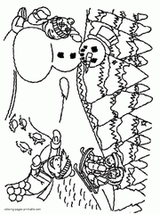 Free winter colouring pages. Snowball fight