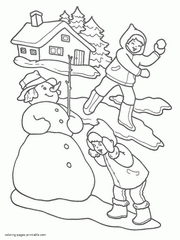 Winter activities. Printable coloring pages