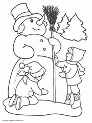 Winter Coloring Pages. Free Printable Winter Scene Sheets.