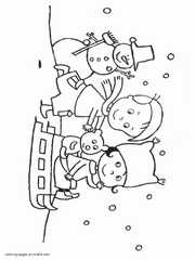 Winter Coloring Pages. Free Printable Winter Scene Sheets.