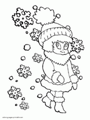Snow coloring pages. Winter