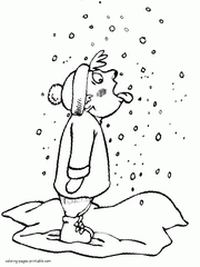 Snowfall coloring pages. Winter theme