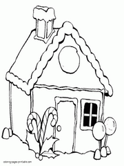 Winter holiday coloring pages. House