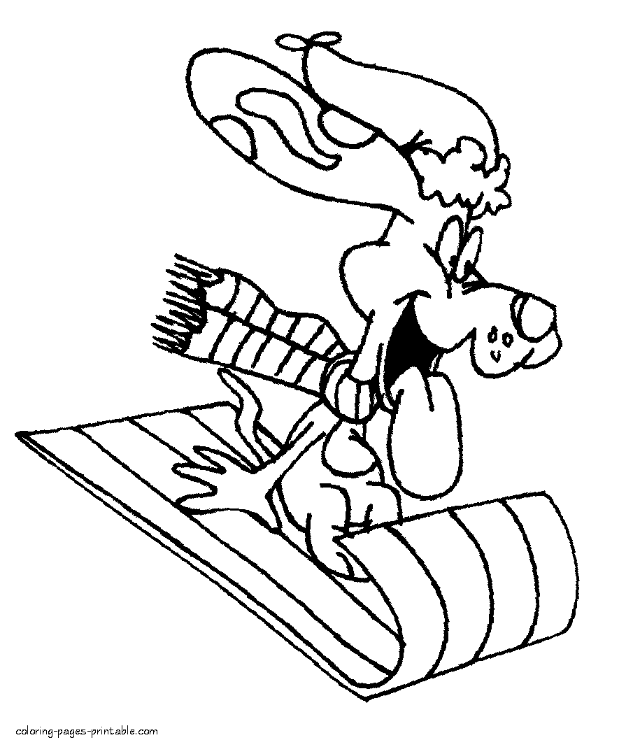 Winter animals coloring pages. A dog