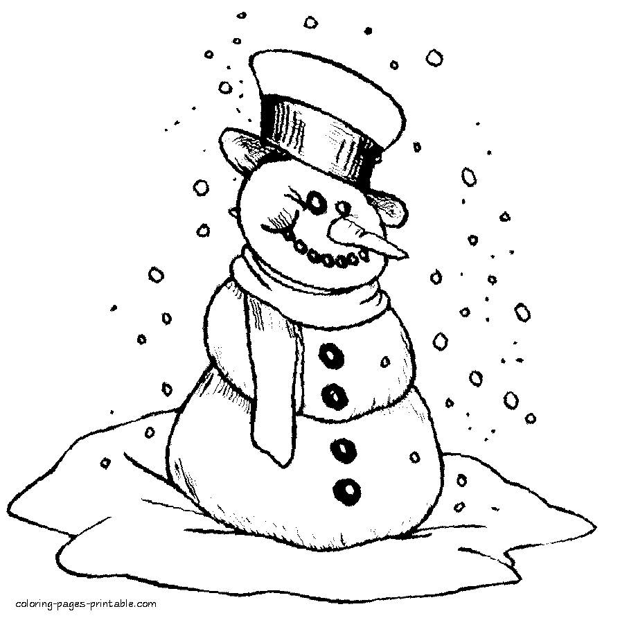 Winter coloring book. Snowman || COLORING-PAGES-PRINTABLE.COM