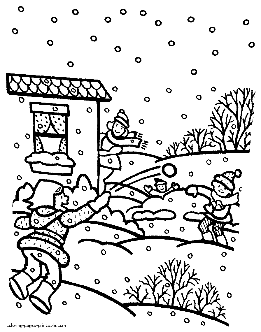 Free coloring pages of winter activities
