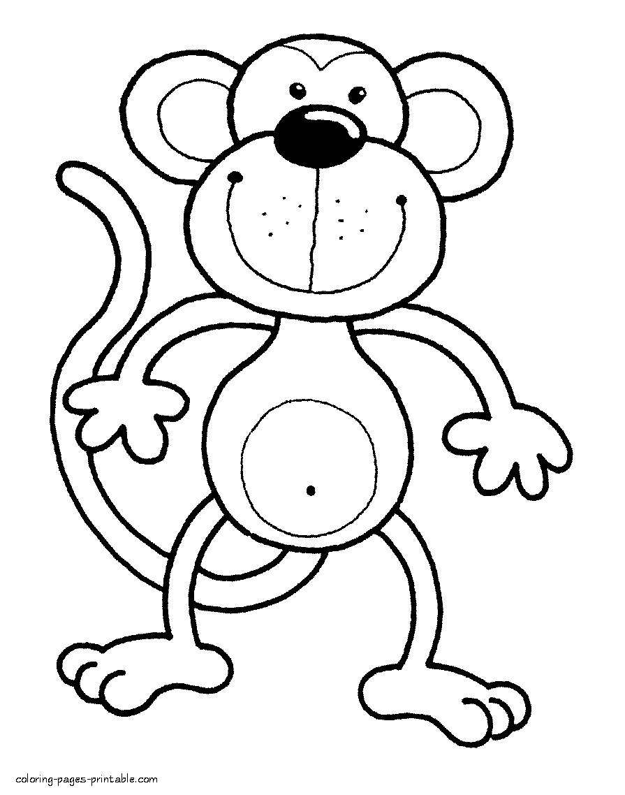 Colouring pages for preschool. Monkey || COLORING-PAGES-PRINTABLE.COM