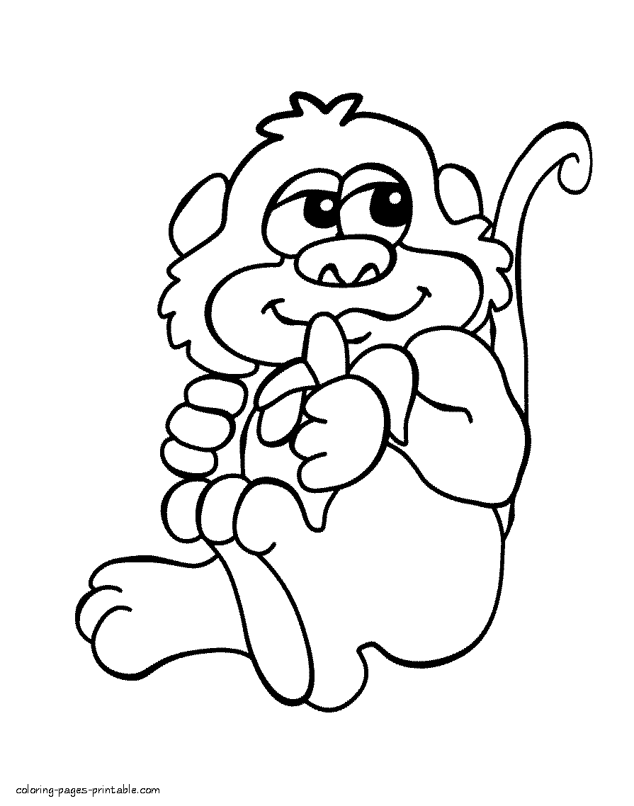 Monkey free coloring sheets for preschoolers || COLORING-PAGES ...