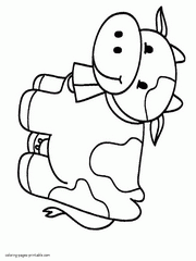 Cow coloring page for toddler. Print it free