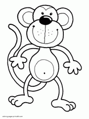 Colouring pages for preschool. Monkey to print