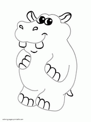 Hippopotamus by dots - free coloring page for preschool