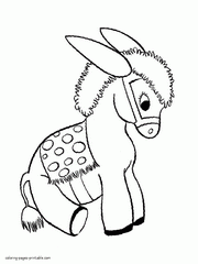 Animal coloring pages for kids. Print the Donkey free