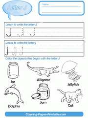 Letter Writing Coloring Pages. Letter J
