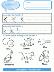 Letter Writing Practice Sheets For Kindergarten. Letter K