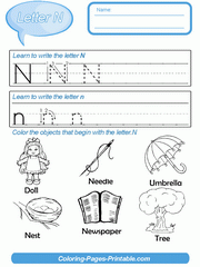 Preschool Worksheets Alphabet. Letter N