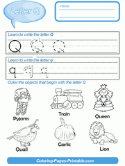 Printable Preschool Letter Writing Worksheets. Letter Q