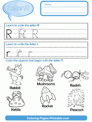 Coloring Pages With Letters For Kindergarteners. Letter R