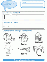 Preschool Alphabet Letter Writing Worksheets. Letter T
