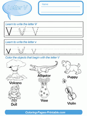 Letter Writing Practice For Kids. Letter V