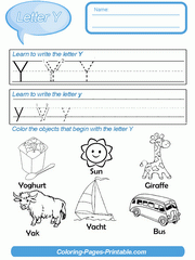 Preschool Letter Writing Coloring Pages. Letter Y