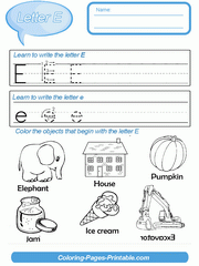 Kindergarten Letter Writing Template. Letter E