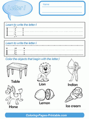 Preschool Letter Writing Worksheets With Coloring Pages. Letter I