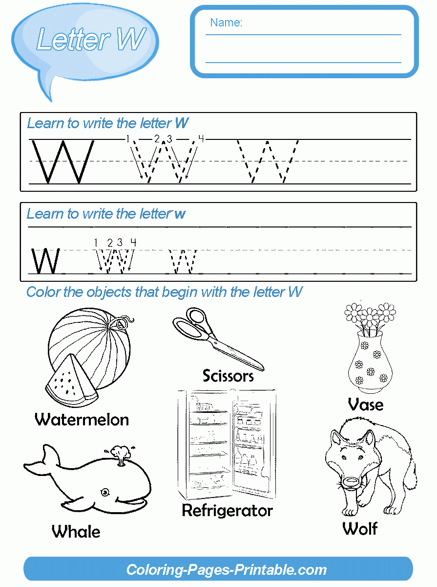 Free Preschool Letter Writing Worksheets. Letter W