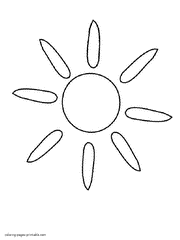 Simple sun and rays kindergarten coloring pages for 2 years old children