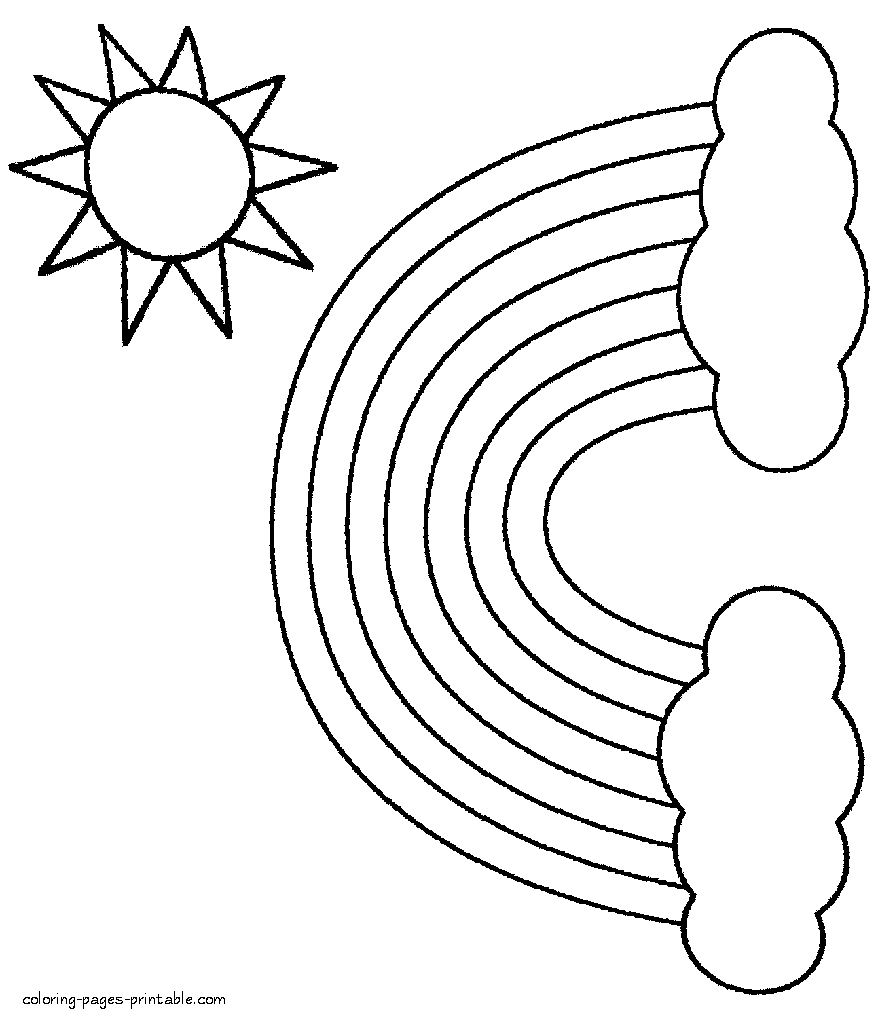 Download Sun, rainbow and clouds coloring pages of nature ...