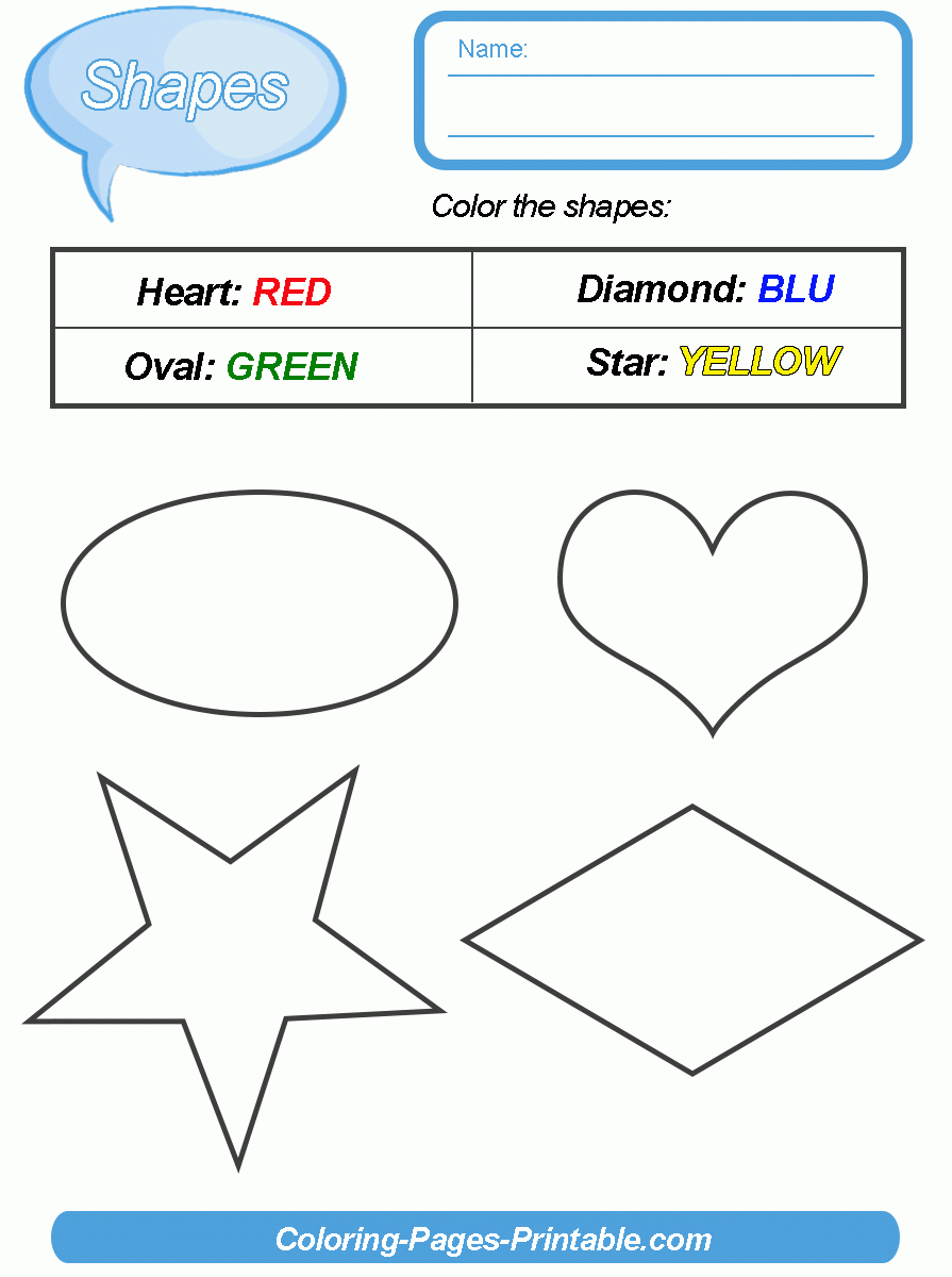 shapes and colors worksheets for preschool coloring