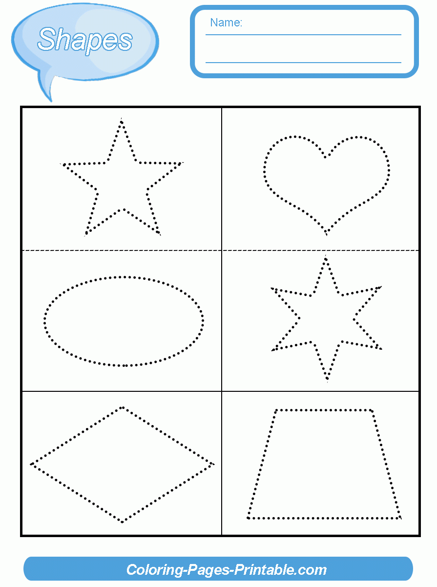 tracing shapes printable worksheets coloring pages