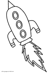 Preschool colouring pages. Printable space rocket
