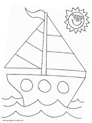 Yacht at sea free coloring page for kindergarten