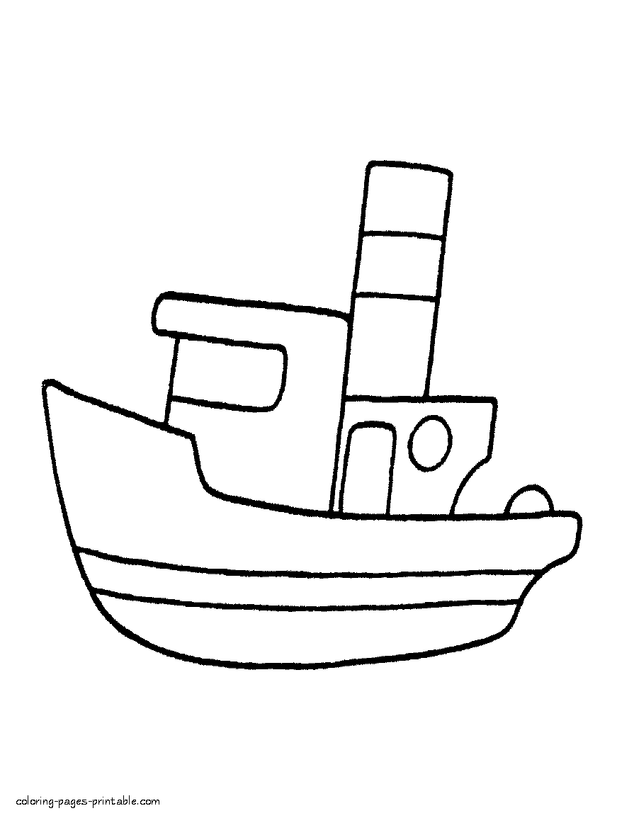 Coloring page for preschoolers - Steamship || COLORING-PAGES-PRINTABLE.COM