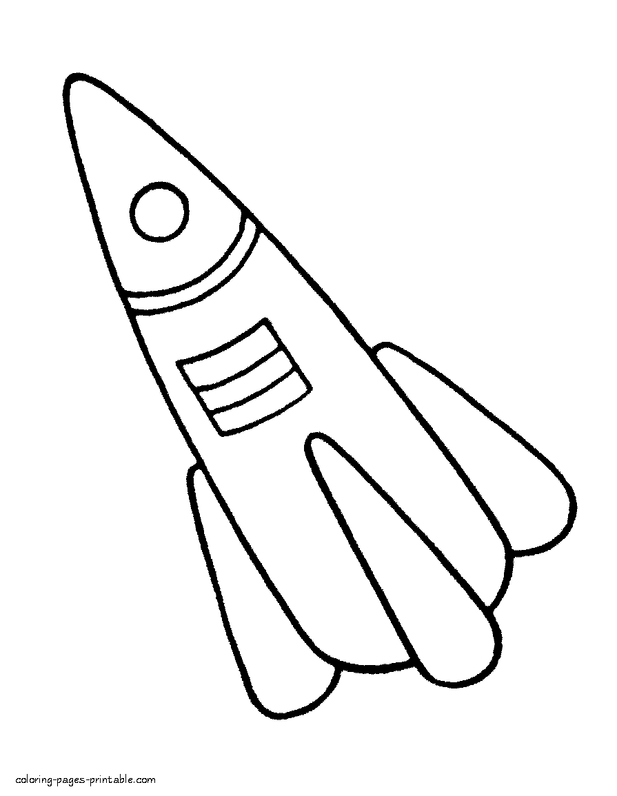 Space coloring page to print - rocket for preschoolers