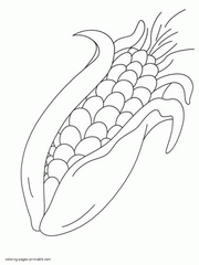 Sweet corn colouring page for kids of preschool age