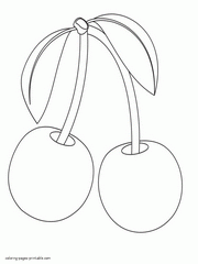 Coloring pages of fruits for preschoolers and toddlers. Cherry