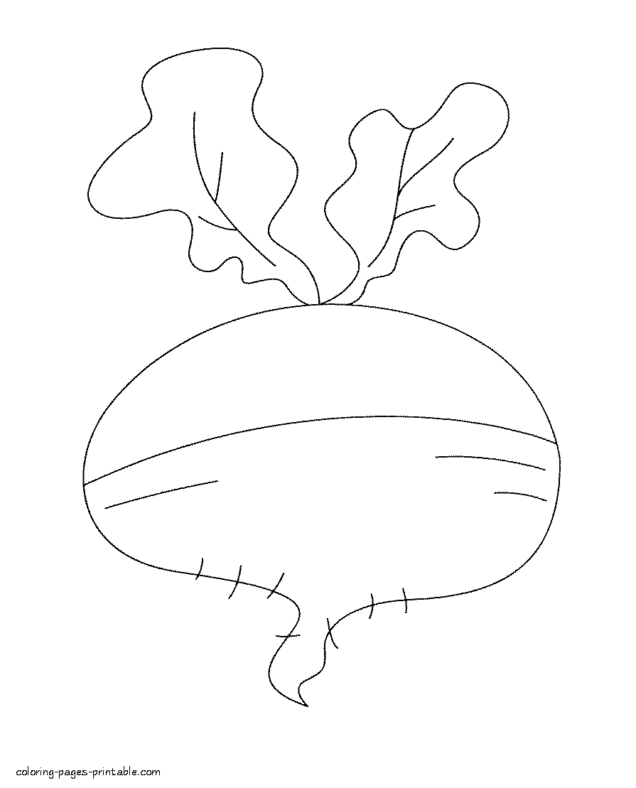 Download Vegetable preschool coloring pages. Turnip || COLORING-PAGES-PRINTABLE.COM