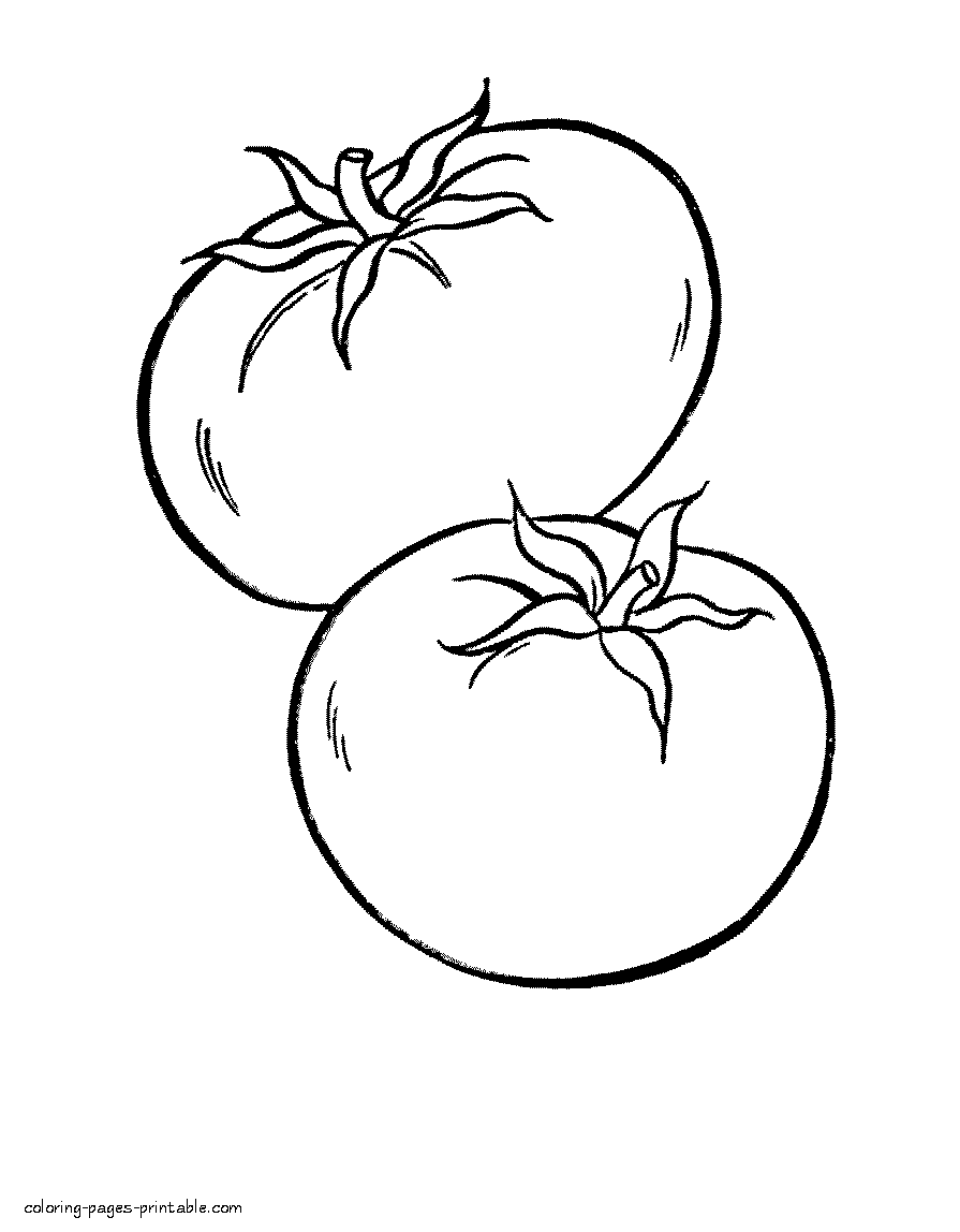 Download Tomatoes. Preschool coloring book || COLORING-PAGES-PRINTABLE.COM