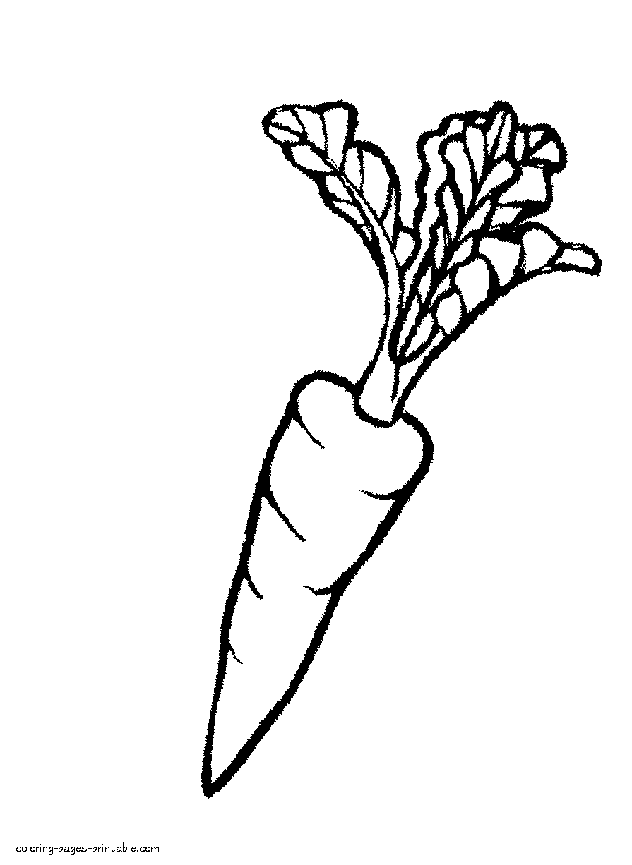 Coloring pages for fruits and vegetables - Carrot for preschoolers